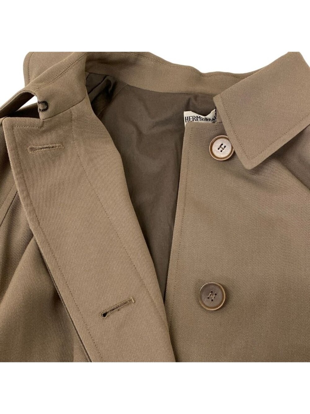 Hermes Trench Coat M Brown Martin Margiela Era Cotton - Picture 11 of 12